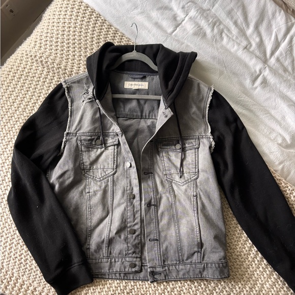 Calvin Klein Jeans Gray and Black Hooded Jacket - Picture 1 of 5
